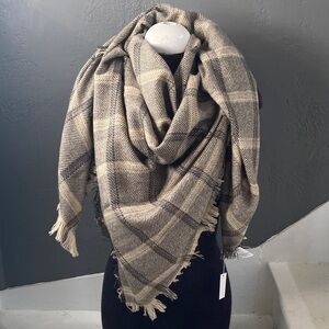 Madewell Denvale Plaid Blanket Scarf  Oversized Fringe Cozy Warm Soft NWT